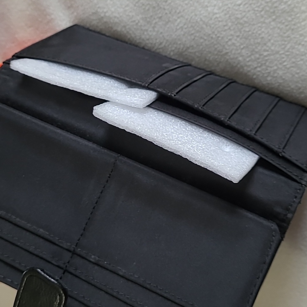 Vintage Womens Wallet Faux Leather Checkbook Style Black - Picture 5 of 7